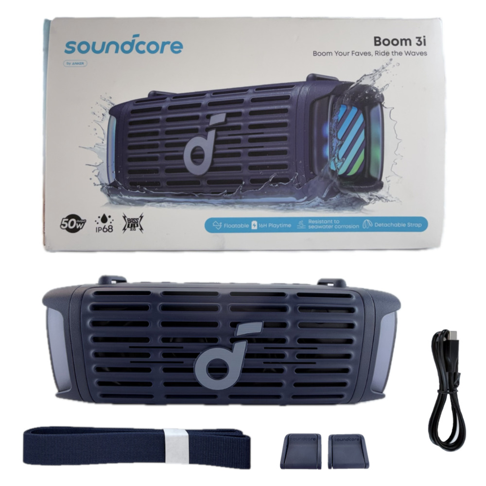 Soundcore by Anker Boom 3i Bluetooth Speaker Blue 50W IP68 Waterproof Open Box